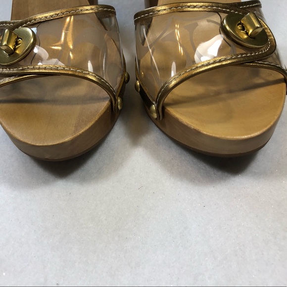 COACH Gold Toned Clog Heel Women's Shoe. Size 8.5 - Picture 4 of 8